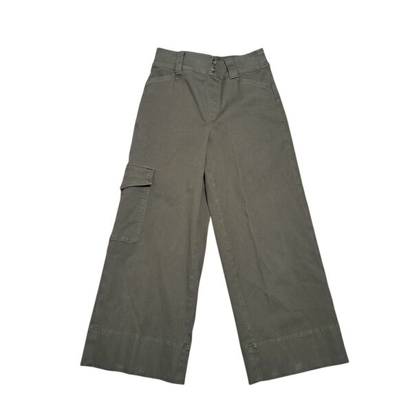 Spanx Stretch Cotton Blend Wide-Leg Y2K Boho Cargo Pants Olive Green Medium - Picture 1 of 14